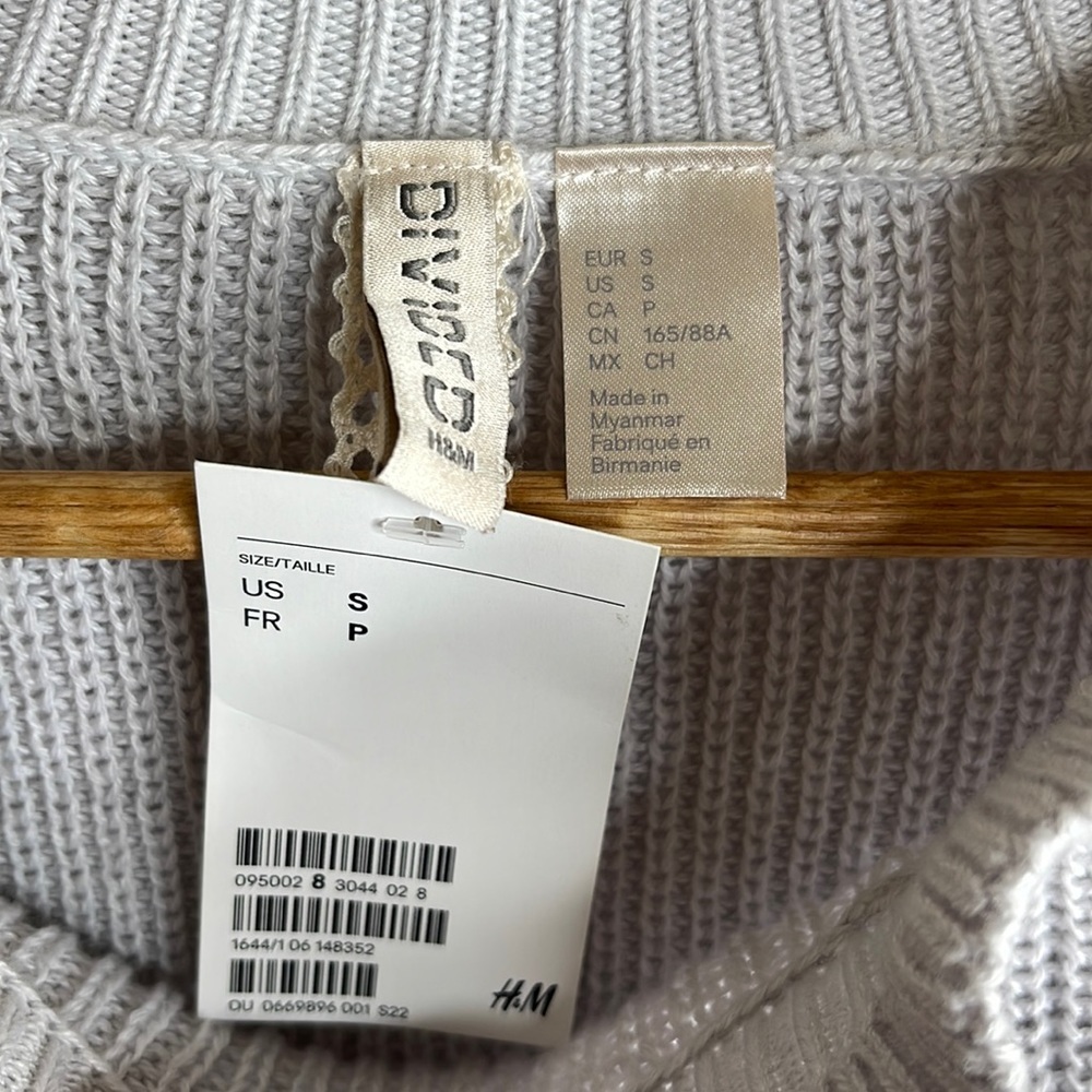 H&m Ruffled Ribbed Cropped Sweater - B47 - Picture 2 of 5